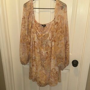 Lulus Paisley Print Blouse in Warm Tones